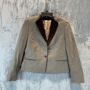 Vintage Women's Blazer 9/10 USA Union Made ILGWU Velvet Collar Brown Equestrian